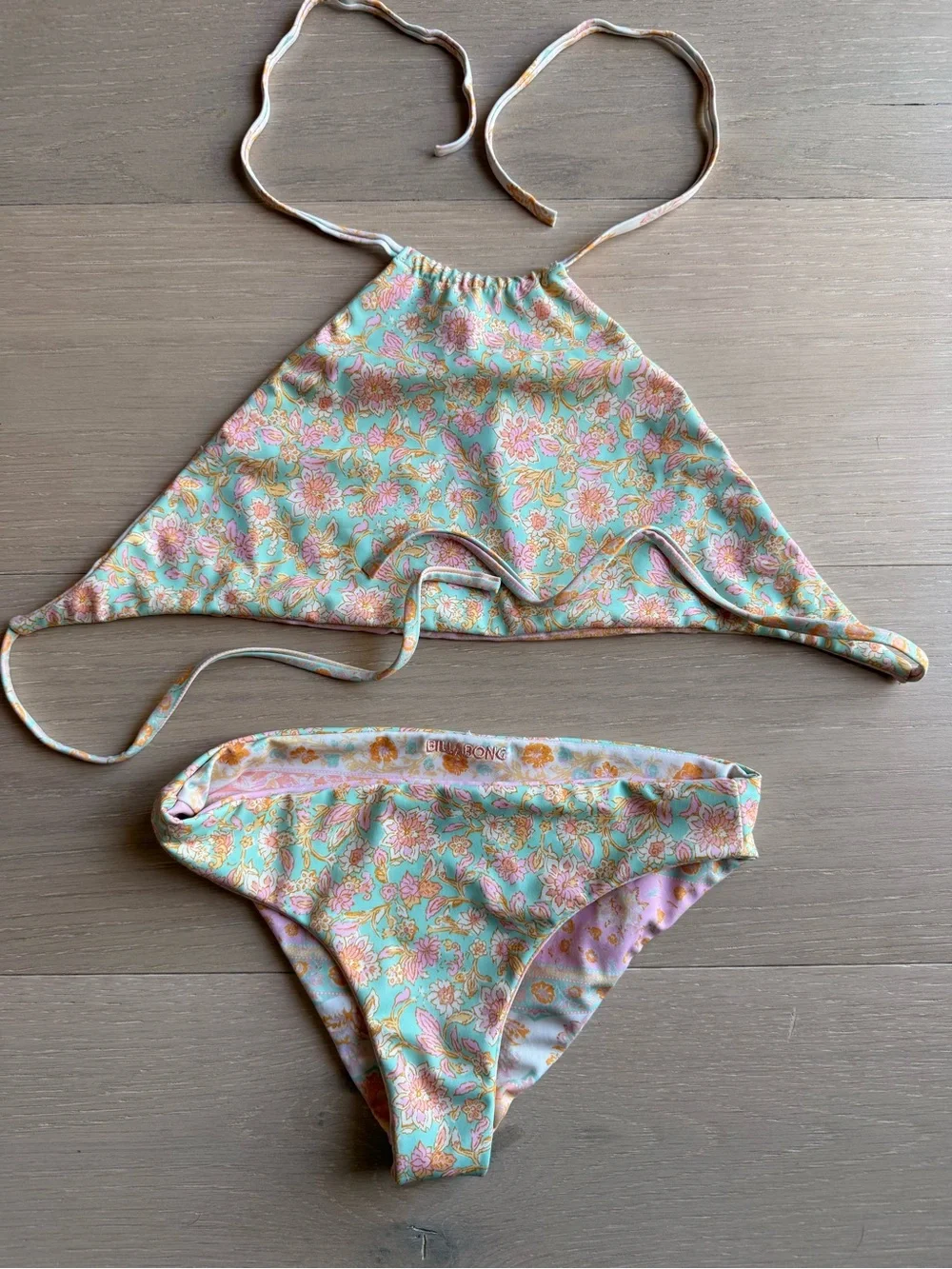 Billabong Reversible Floral Halter Bikini Set - Size 8 (M)